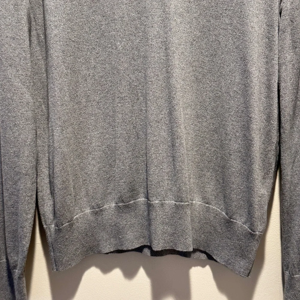 Banana Republic V-Neck Sweater Mens Large Silk Cotton Cashmere Gray Luxury Blend